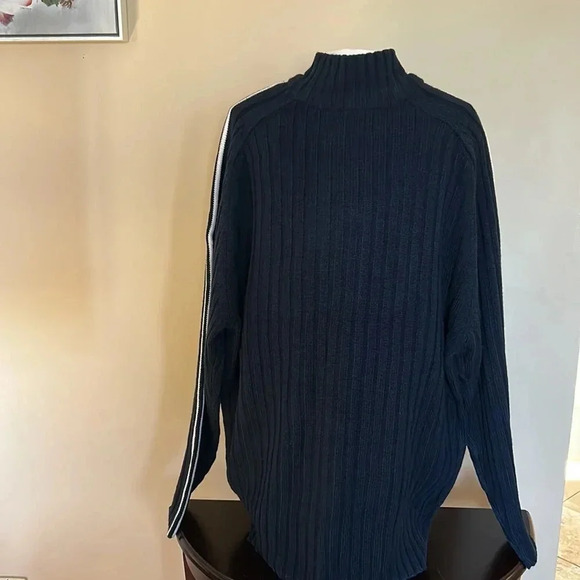 Y2K, vtg Chunky knit cable zip ,sweater,jacket,NEW ,blue,preppy - Picture 5 of 12